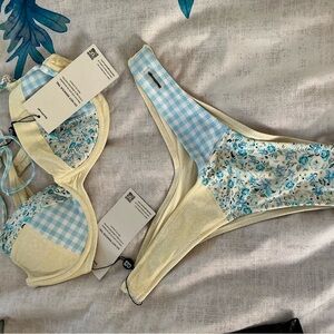Blackbough Blue and Cream Floral Bikini Set